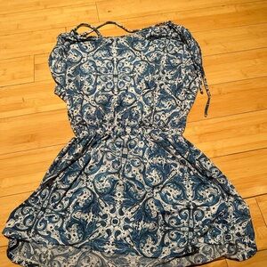 Blue White Patterned Sundress Romper